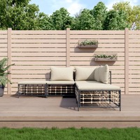  5 Piece Garden Lounge Set with Cushions Anthracite Poly Rattan