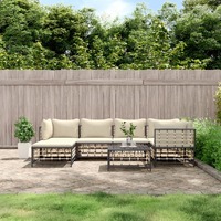  7 Piece Garden Lounge Set with Cushions Anthracite Poly Rattan
