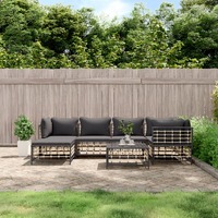  7 Piece Garden Lounge Set with Cushions Anthracite Poly Rattan