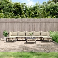  8 Piece Garden Lounge Set with Cushions Anthracite Poly Rattan