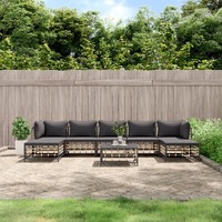  8 Piece Garden Lounge Set with Cushions Anthracite Poly Rattan
