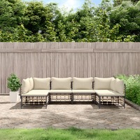  6 Piece Garden Lounge Set with Cushions Anthracite Poly Rattan
