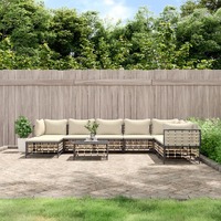  9 Piece Garden Lounge Set with Cushions Anthracite Poly Rattan