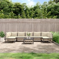  8 Piece Garden Lounge Set with Cushions Anthracite Poly Rattan
