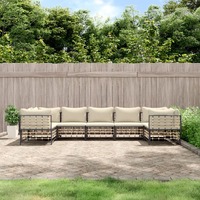  7 Piece Garden Lounge Set with Cushions Anthracite Poly Rattan
