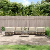  8 Piece Garden Lounge Set with Cushions Anthracite Poly Rattan
