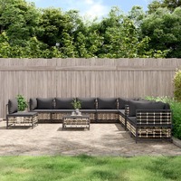  11 Piece Garden Lounge Set with Cushions Anthracite Poly Rattan