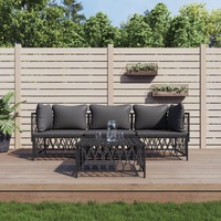  4 Piece Garden Lounge Set with Cushions Anthracite Steel
