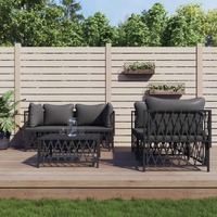  5 Piece Garden Lounge Set with Cushions Anthracite Steel