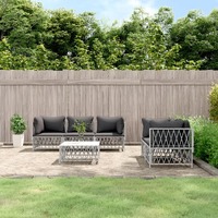  6 Piece Garden Lounge Set with Cushions White Steel