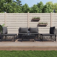  5 Piece Garden Lounge Set with Cushions Anthracite Steel