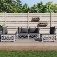  4 Piece Garden Lounge Set with Cushions White Steel