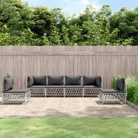  6 Piece Garden Lounge Set with Cushions White Steel