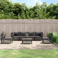  7 Piece Garden Lounge Set with Cushions Anthracite Steel