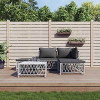  5 Piece Garden Lounge Set with Cushions White Steel