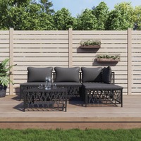  5 Piece Garden Lounge Set with Cushions Anthracite Steel
