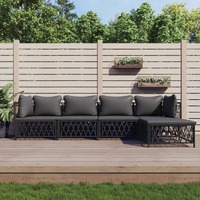  5 Piece Garden Lounge Set with Cushions Anthracite Steel