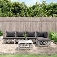  6 Piece Garden Lounge Set with Cushions White Steel