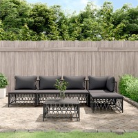  6 Piece Garden Lounge Set with Cushions Anthracite Steel