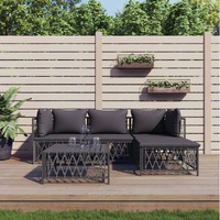  5 Piece Garden Lounge Set with Cushions Anthracite Steel