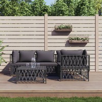  5 Piece Garden Lounge Set with Cushions Anthracite Steel