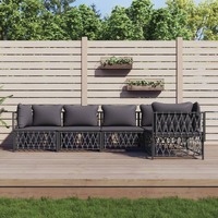  5 Piece Garden Lounge Set with Cushions Anthracite Steel