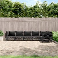  6 Piece Garden Lounge Set with Cushions Anthracite Steel