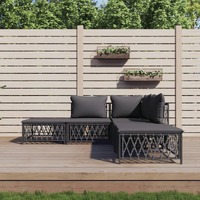  5 Piece Garden Lounge Set with Cushions Anthracite Steel