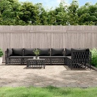  8 Piece Garden Lounge Set with Cushions Anthracite Steel