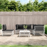  6 Piece Garden Lounge Set with Cushions White Steel
