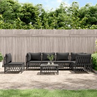  7 Piece Garden Lounge Set with Cushions Anthracite Steel