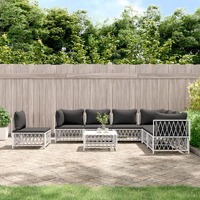  8 Piece Garden Lounge Set with Cushions White Steel