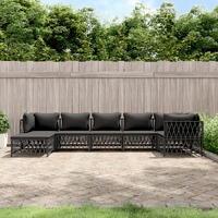  7 Piece Garden Lounge Set with Cushions Anthracite Steel