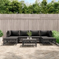  7 Piece Garden Lounge Set with Cushions Anthracite Steel