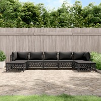  7 Piece Garden Lounge Set with Cushions Anthracite Steel