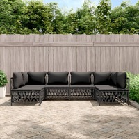  6 Piece Garden Lounge Set with Cushions Anthracite Steel