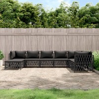  8 Piece Garden Lounge Set with Cushions Anthracite Steel