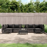  8 Piece Garden Lounge Set with Cushions Anthracite Steel
