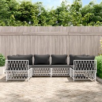  6 Piece Garden Lounge Set with Cushions White Steel