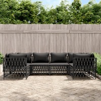  6 Piece Garden Lounge Set with Cushions Anthracite Steel
