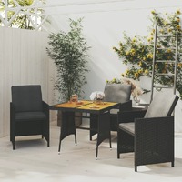  Garden Table Black 70x70x72 cm Poly Rattan &amp; Solid Acacia Wood