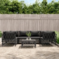  7 Piece Garden Lounge Set with Cushions Anthracite Steel
