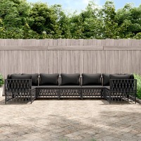  7 Piece Garden Lounge Set with Cushions Anthracite Steel