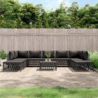  10 Piece Garden Lounge Set with Cushions Anthracite Steel