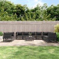  11 Piece Garden Lounge Set with Cushions Anthracite Steel