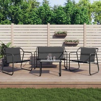  4 Piece Garden Lounge Set with Cushions Anthracite Steel