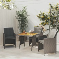  Garden Table Grey 70x70x72 cm Poly Rattan &amp; Solid Acacia Wood