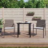  3 Piece Garden Dining Set with Cushions Poly Rattan and Steel