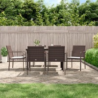  7 Piece Garden Dining Set with Cushions Poly Rattan and Steel