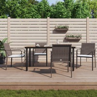  5 Piece Garden Dining Set with Cushions Poly Rattan and Steel